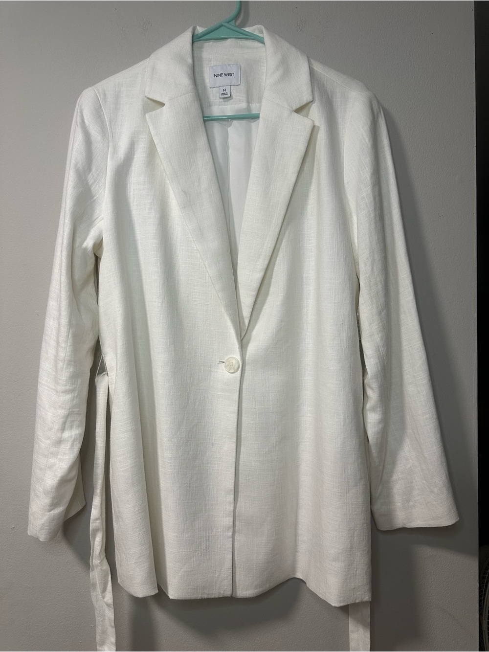 Nine West White Notch-Lapel Single-Button Blazer